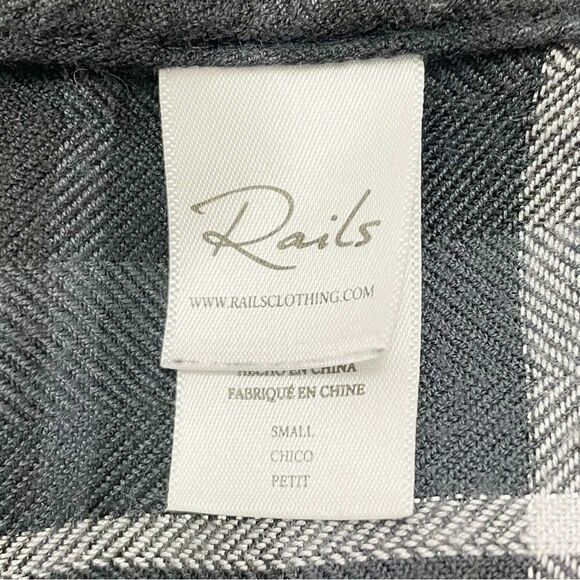 Rails Bianca Shirt Dress Onyx Slate Gray & White Plaid Button Front Size Small - Picture 9 of 13